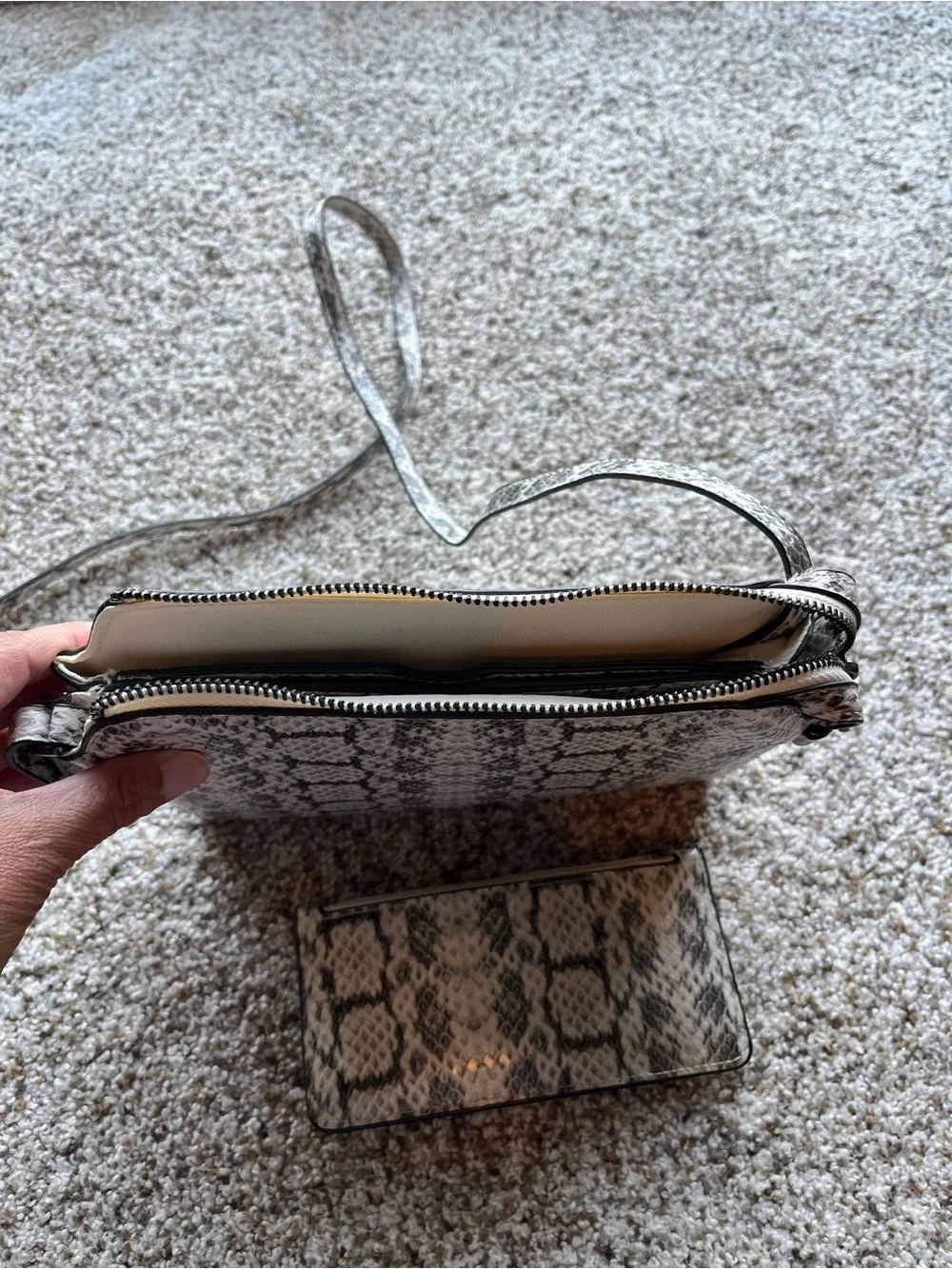 A New Day Snake-Print Crossbody Bag with Matching Card Holder